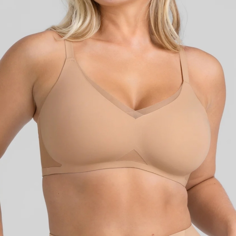 Honeylove CrossOver V-Neck Bra Tan Women's XL
